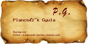 Plancsák Gyula névjegykártya